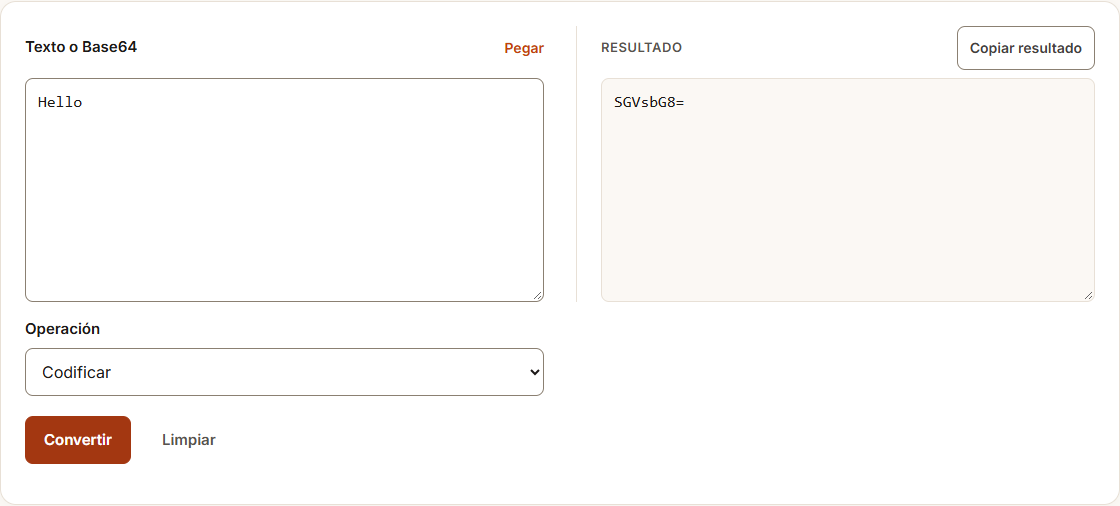 Ejemplo de Codificar y decodificar Base64 con datos de prueba